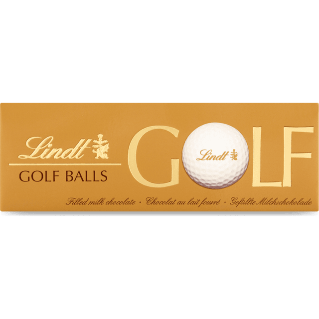 Lindt Golf Balls 3 Milk Chocolate Golf Balls with Hazelnut Filling 110g Gift Present for Him and Her Christmas Birthday Celebrations, Congratulations