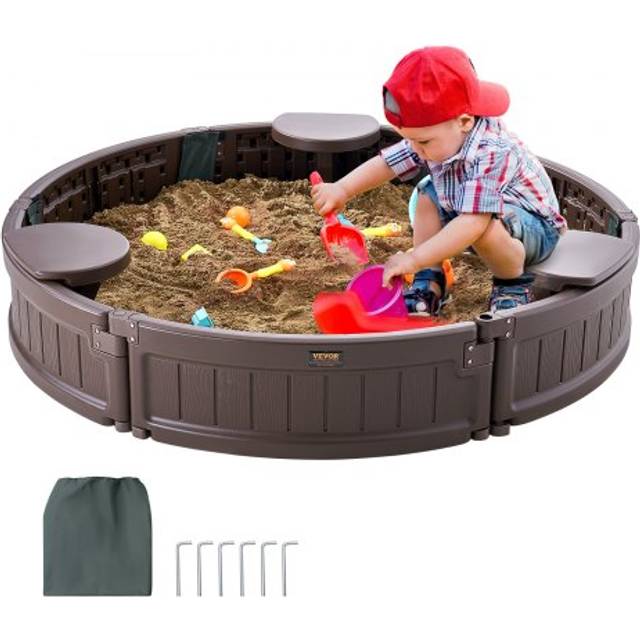 VEVOR Rund Sandkasse Med Låg HDPE