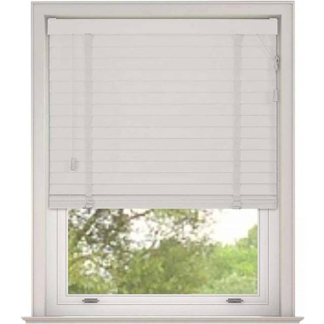 New Edge Blinds White Faux Wood Venetian Blinds With Tapes 60cm, White