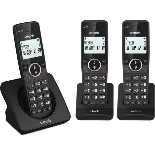 VTECH ES2002 Cordless Phone - Triple Handsets, Black, Black