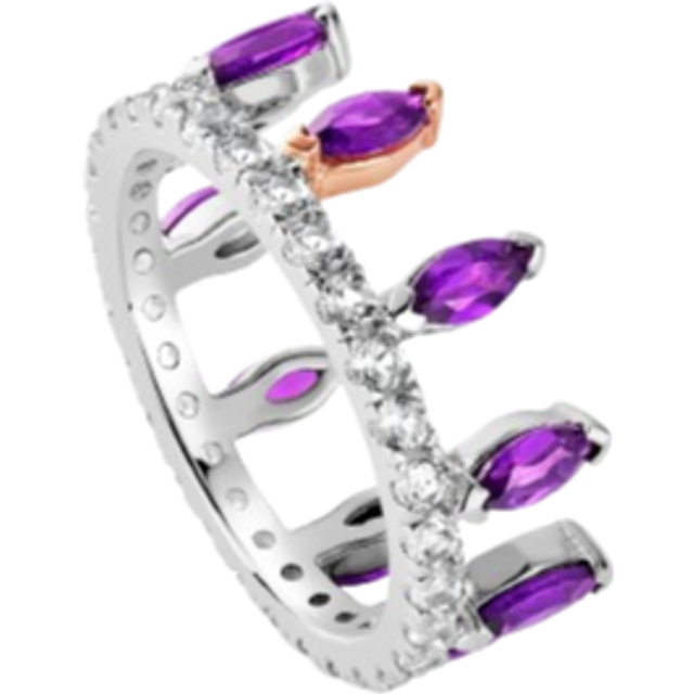 Clogau Celebration Crown Silver and Amethyst Ring - L