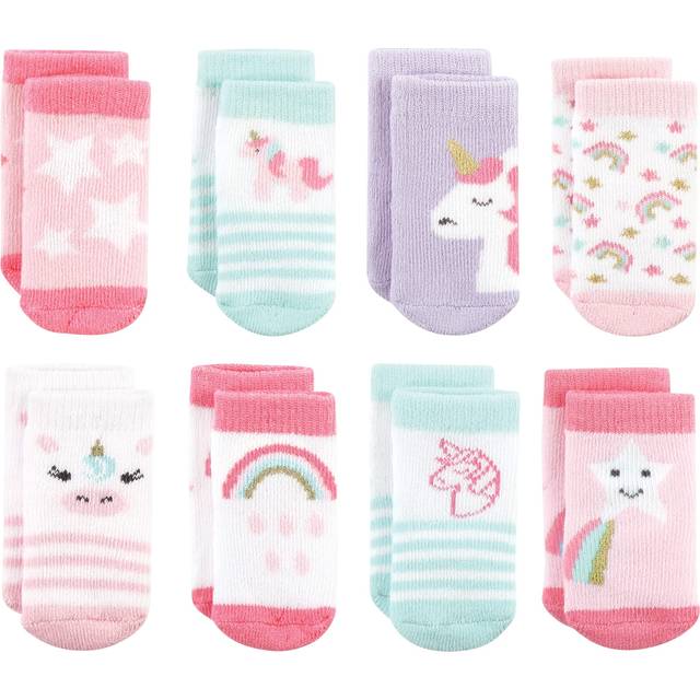 Hudson Baby Unisex Baby Cotton Rich Newborn and Terry Socks  Multicolor Unicorn  6-12 Months