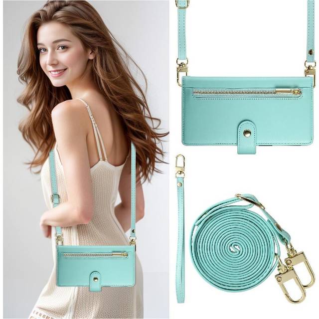 (Green) Flip Case for Samsung Galaxy A14 4g/5g Stand Multifunctional Wallet Business Crossbody Strap