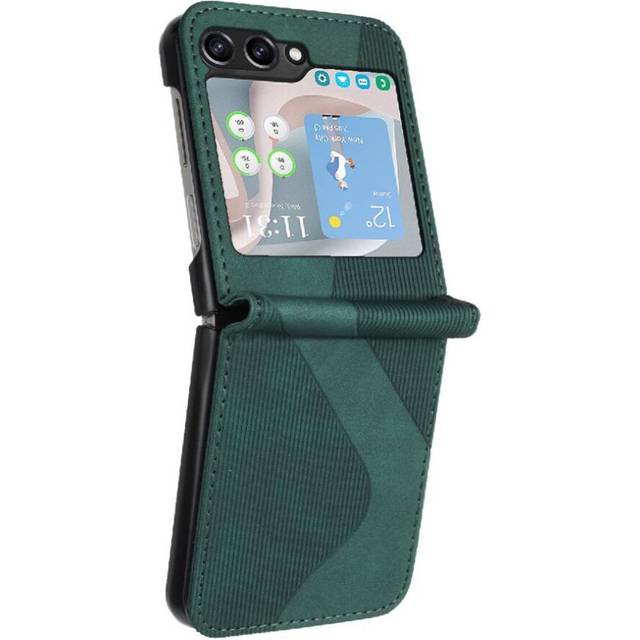 (Green) Case for Samsung Galaxy Z Flip 6 Card Slots Holder Folio Flip Pu Leather Wallet Kickstand Magnetic