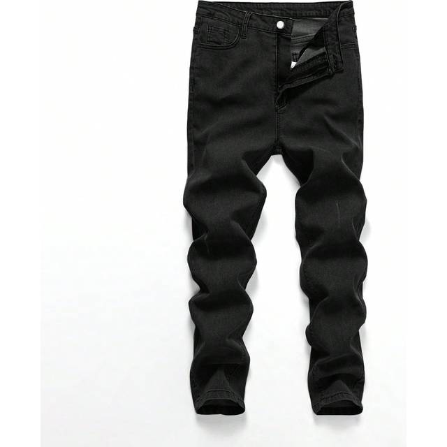 SHEIN Teen Boy Casual Fashion Black Comfort Stretch Skinny Jeans For Dailywear And Back To School Clothes