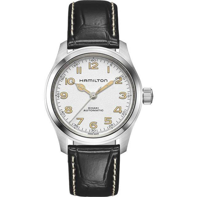 Hamilton Khaki Field Murph Leather Strap White Dial Automatic H70405710 100M Men's Watch white