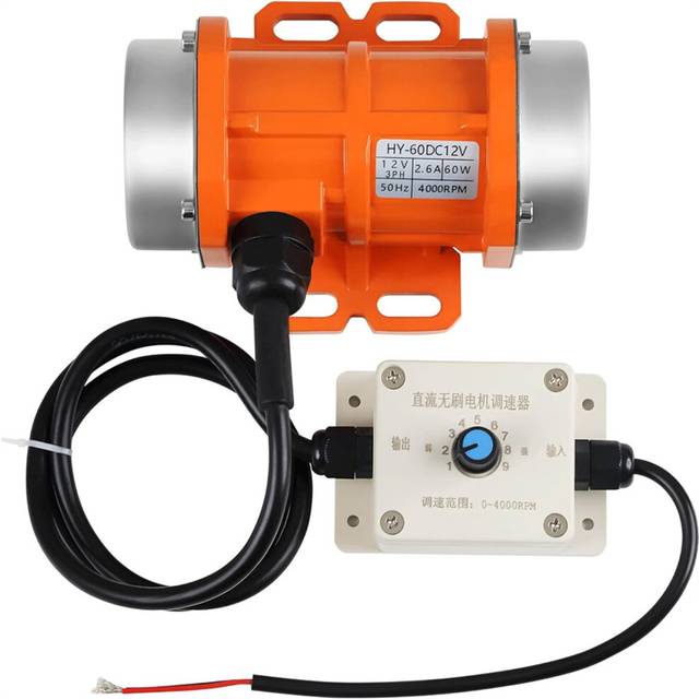 Vibrator Motor for Salt & Sand Spreader and Concrete Mixer 4000Rpm 60W DC12V Aluminum Alloy Case