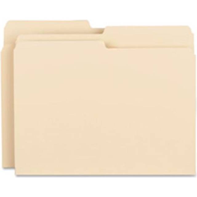Business Source  File Folder, 11 pt, .5 Cut Ast Tabs, Letter, 100-BX, Manila