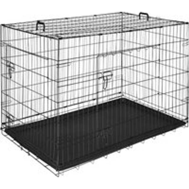 Tectake - Dog Crate Luna - foldable, robust steel mesh, double locked doors, removable & waterproof floor, 78 x 48 x 52.5 cm - Wire cage, cage, dog