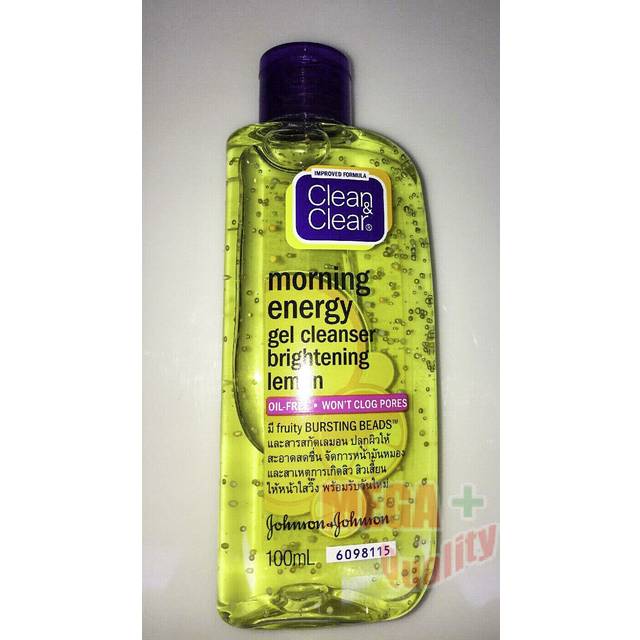Clean And Clear Gel Cleanser Facial Wash Oil Free Brighten Lemon 100ml.