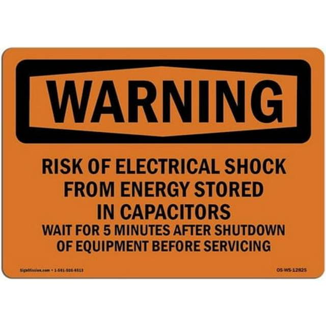 SignMission OS-WS-D-35-L-12825 OSHA Warning Sign - Risk of Electrical Shock From Energy