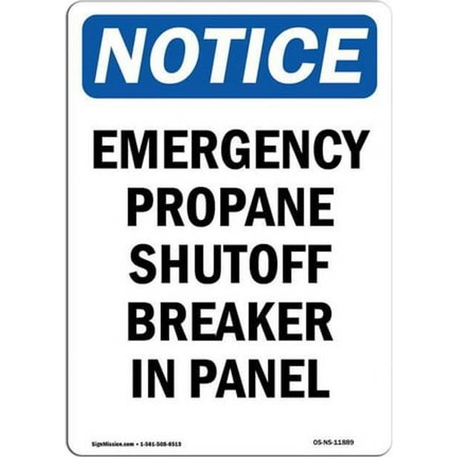 SignMission OS-NS-A-710-V-11889 7 x 10 in. OSHA Notice Sign - Emergency Propane Shutoff Breaker