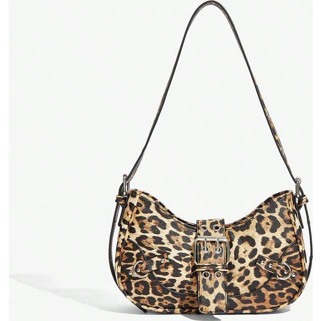 SHEIN 1pc Punk Style Rivet Decor Y2K Adjustable Shoulder Strap Women Crossbody Bag, Leopard Print, Animal Print, Suitable For Teenagers, Leopard Print Cheet
