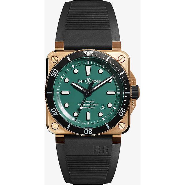 Bell & Ross Mens Green Br0392-d-lt-br/srb Diver Bronze and Rubber Automatic Watch 1 Size - GREEN