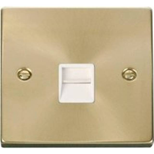 Se Home - Satin / Brushed Brass Master Telephone Single Socket - White Trim