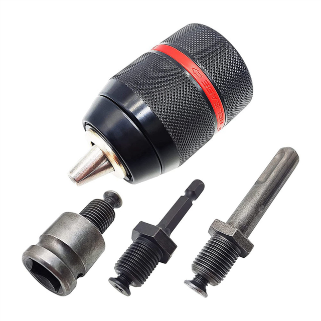 2set 1.5-13mm Keyless Drill Chuck 1/2Inch-20UNF with SDS-Plus Shank 1/4Inch Hex Shank 1/2Inch Square Wrench Adapter