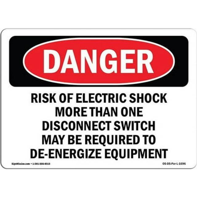 SignMission OS-DS-A-710-L-1696 7 x 10 in. OSHA Danger Sign - Risk of Electric Shock More Than One