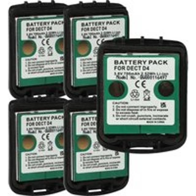 Vhbw - 5x Battery compatible with Avaya Dect D4, D4 Office, IH4, FC4 Wireless Landline Phone (700 mAh, 3.7 v, Li-Ion) silver incl. Rear Cap