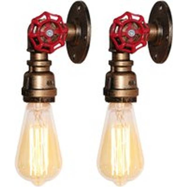 Norcks - 2X Creative Water Pipe Wall Light Iron Metal Wall Sconce Antique Classic Wall Lamp Rust For Office Cafe Decorative