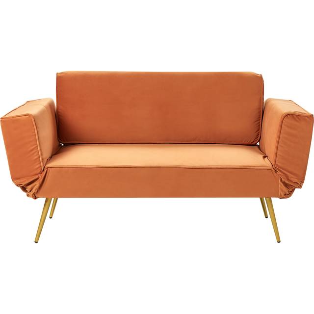 Beliani Velvet Sofa Bed Orange SAArela, Orange