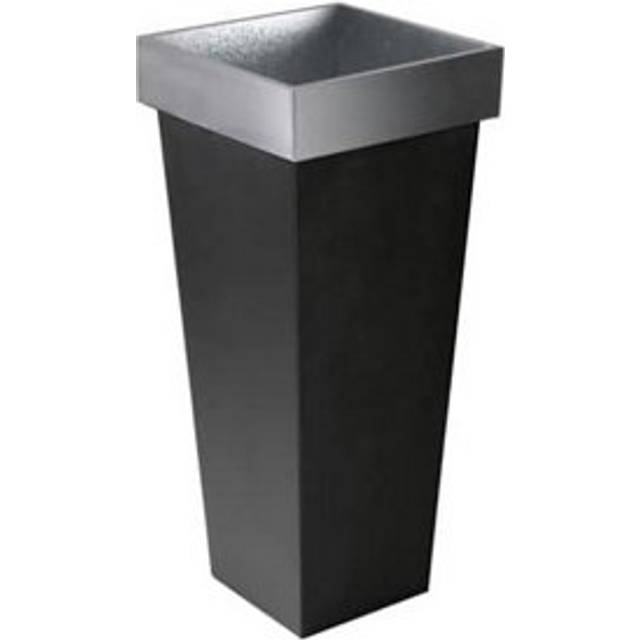 Zinc Galvanised Tall Flared Square Outdoor Garden Planter 89cm - Black - One Size