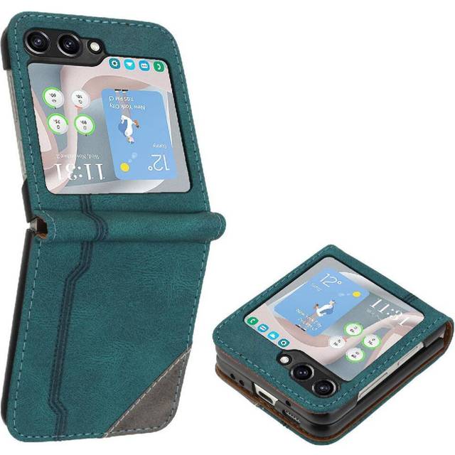 (Green) Case for Samsung Galaxy Z Flip 6 Wallet Card Slots Cover Pu Leather Magnetic Closure Handy Stand
