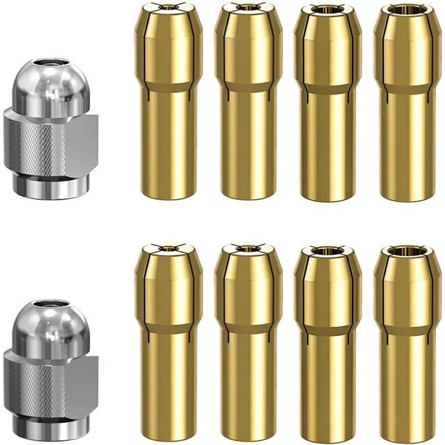 10Pcs Brass Collet for , Replacement 4485 Quick Change Drill Nut Tool Set with Two Metal Change Collet Nut