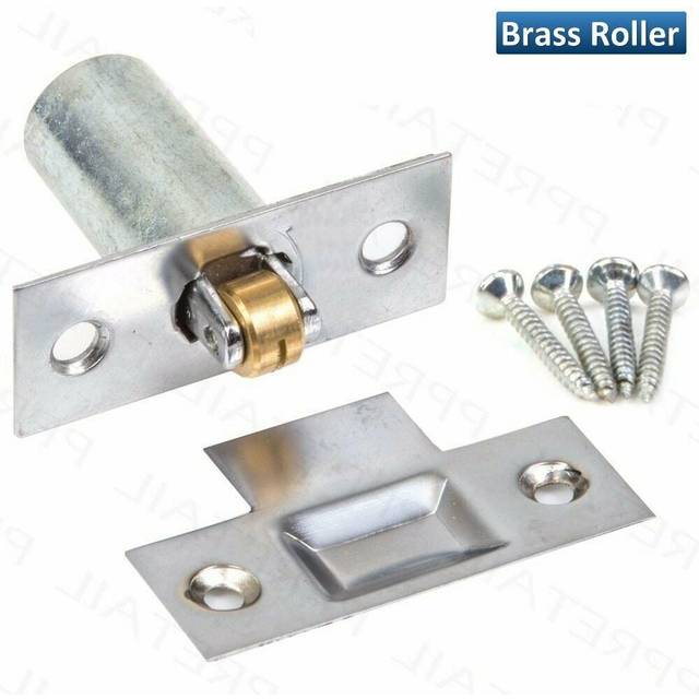 Dzina Adjustable Roller Catch 38mm Satin Chrome Forend (Brass Roller) Pack of 1