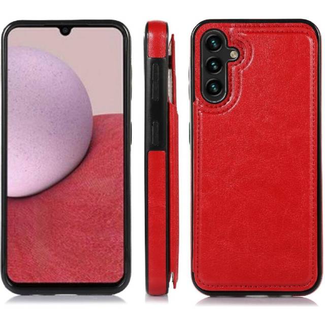 (Red) Wallet Case for Samsung Galaxy A14 4g/5g Pu Leather with Card Holder Kickstand Card Slots Double Magnetic Clasp