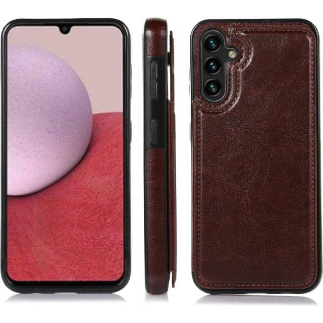 (Brown) Wallet Case for Samsung Galaxy A14 4g/5g Pu Leather with Card Holder Kickstand Card Slots Double Magnetic Clasp