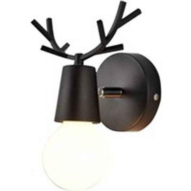 Creative Antler Wall Lamp Modern Deer Wall Light Minimalist Art Iron Wall Sconce For Kids Room Bedroom Restaurant E27 Black