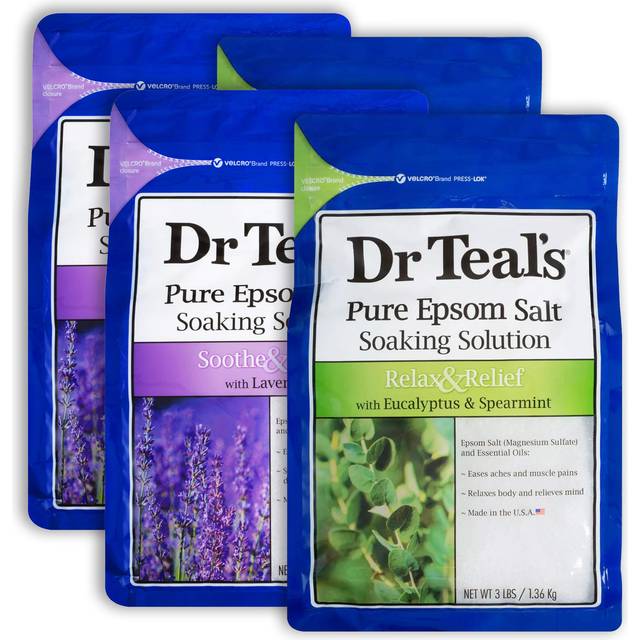 Dr. Teal's Epsom Salt 12 lb Bath Time Value Pack - 6 lb Lavender  6 lb Eucalyptus Spearmint - Bath Time Epsom Soaking Salts