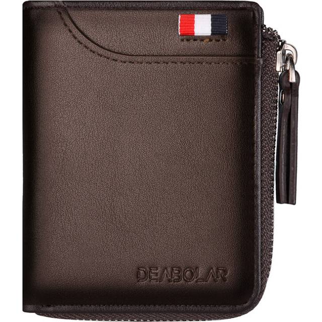 (Coffee) New Mens Wallet Long Vertical Trend Mens Zipper Wallet Card Bag Pu Material
