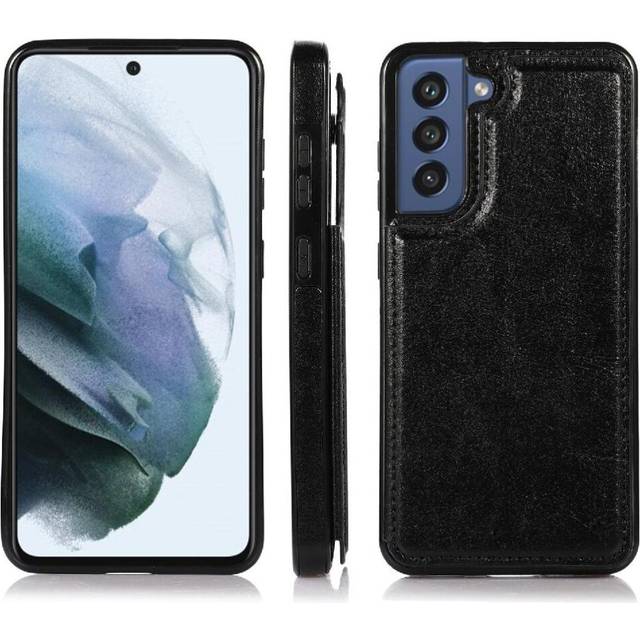 (Black) Wallet Case for Samsung Galaxy S21 Fe Kickstand Double Magnetic Clasp Pu Leather with Card Holder Card Slots