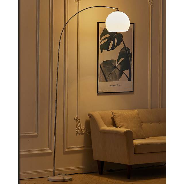 Rotatable Arc Floor Lamp with Marble Base - White / 145 - 220 cm