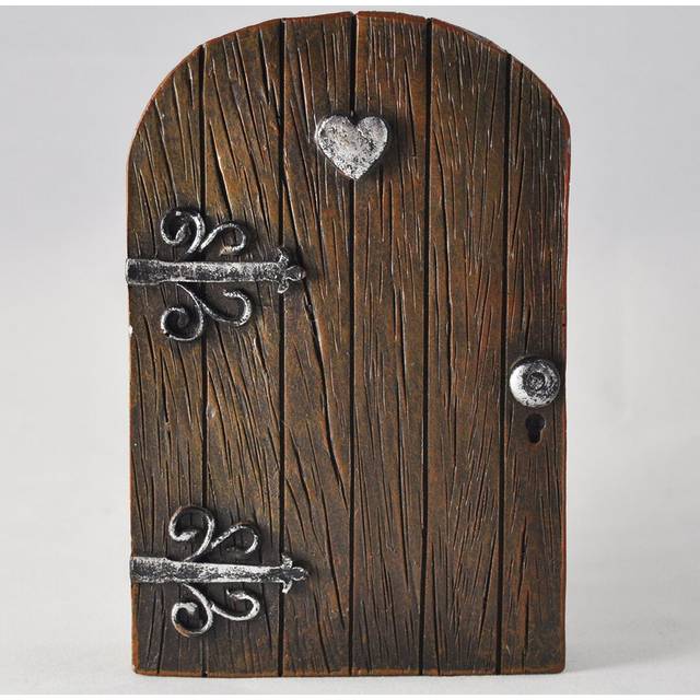 Decorative Heart Kingdom Love Fairy Pixie Elf Woodwork Garden Door Statue - Brown (12cm H X 8cm W X 2.5cm D)