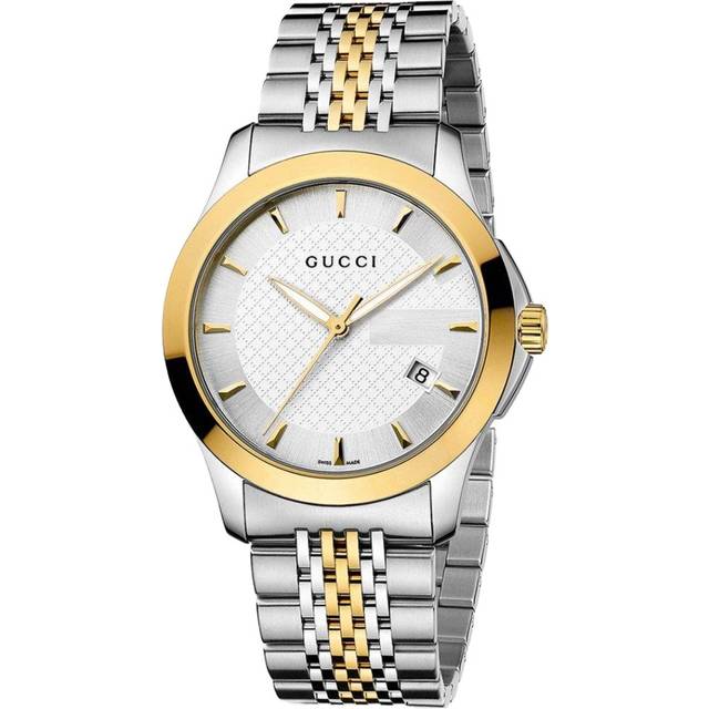 Gucci YA126409 G-Timeless Two-Tone Mens Watch - Silver & Gold - One Size