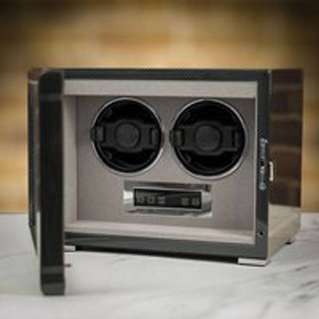 Rapport London Duo Watch Winder - Carbon Fibre - can be Engraved or Personalised - Black Carbon Fibre