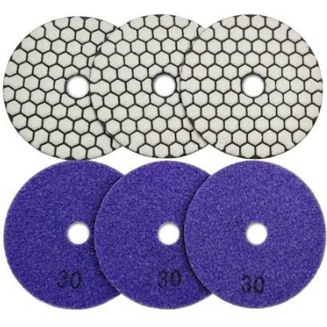 6Pcs Dia 4inch/100mm Grit 30 Diamond Dry Polishing Pads Resin Bond Flexible Dry Sanding Disc for Granite Ceramic