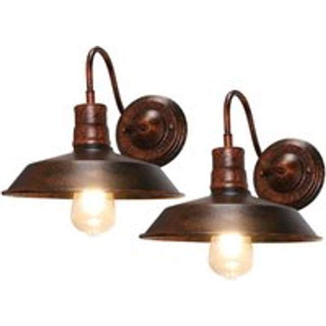 Retro Antique Wall Sconce Iron Wrought Metal Wall Light Creative Nostalgic Industrial Wall Lights For Loft Cafe Office Rust 26Cm(2X)