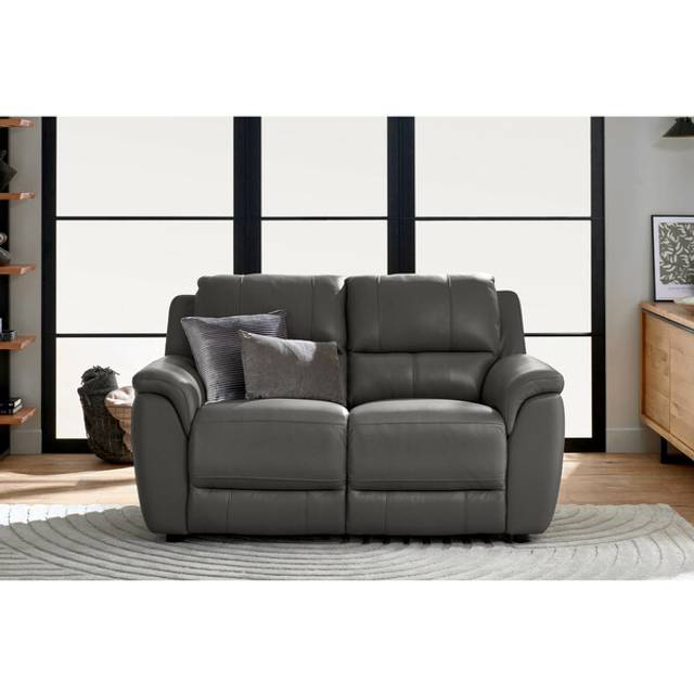 Elephant Grey Leather Sofas - 2 Seater Sofa - Theo Range - Oak Furnitureland