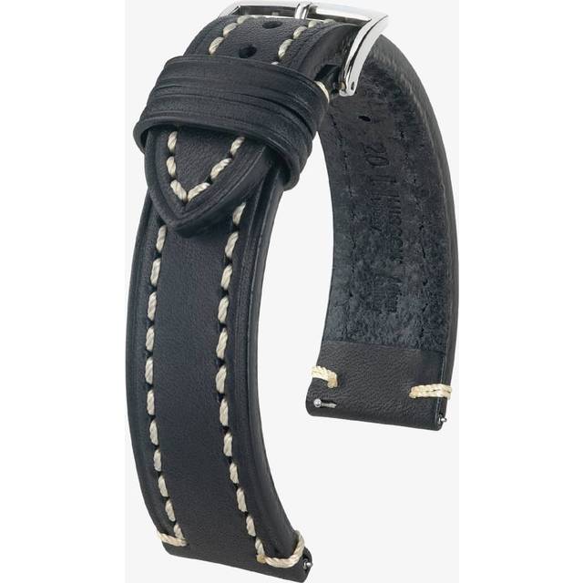 HIRSCH Liberty 22mm Long Black Leather Watch Strap 10900250-2-22