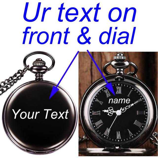 (Front and Dial) Customize Your LOGO Name Text 47MM Metal FOB Pendant Quartz Pocket Watch