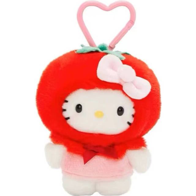 (Tomato Keychain) Hello Delightful Kitty Plush Keychains With Adorable Corn Tomato And Carrot Styles