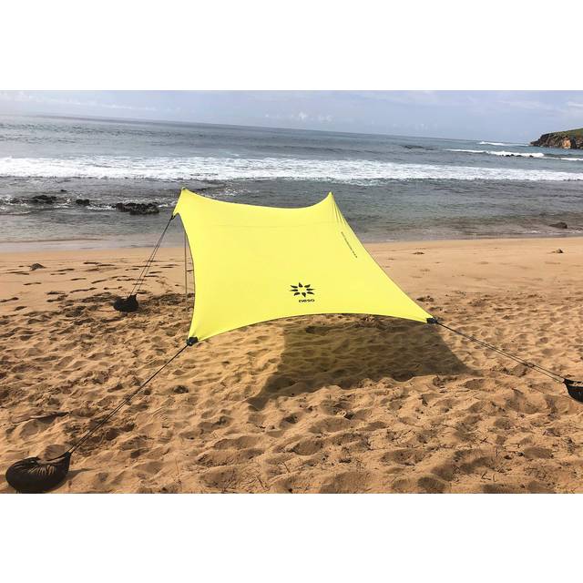 Neso Strandtält med sandankare, bärbart soltak – 2,1 m x 2,1 m – patenterat med förstärkta hörn för stabilisering (citron)