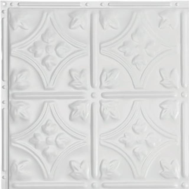 Great Lakes Tin Hamilton Matte White Ceiling Tiles - Perfect for DIY and Home Renovation Projects - Easy to Install (12X12 Inch Sample)