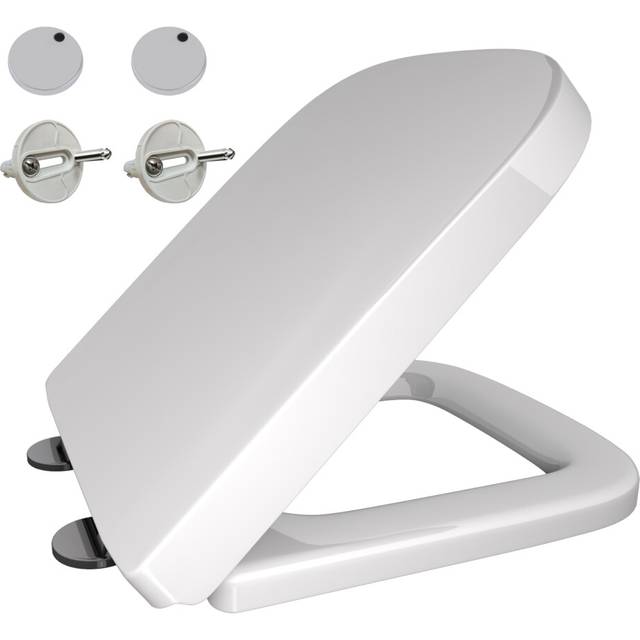 Square Toilet Seat Soft Close with Quick Release for Easy Clean, Standard Size Toilet Seat