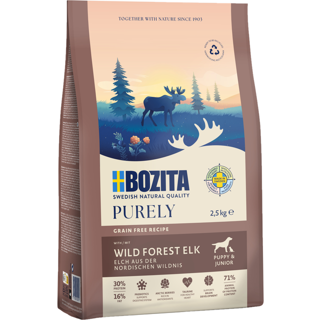Purely Puppy & Junior Elk Hundfoder - 2,5 kg