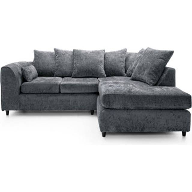 Monaco Chenille Fabric 3 to 4 Seater L Shaped Corner Sofa Right Hand Facing - Grey - One Size