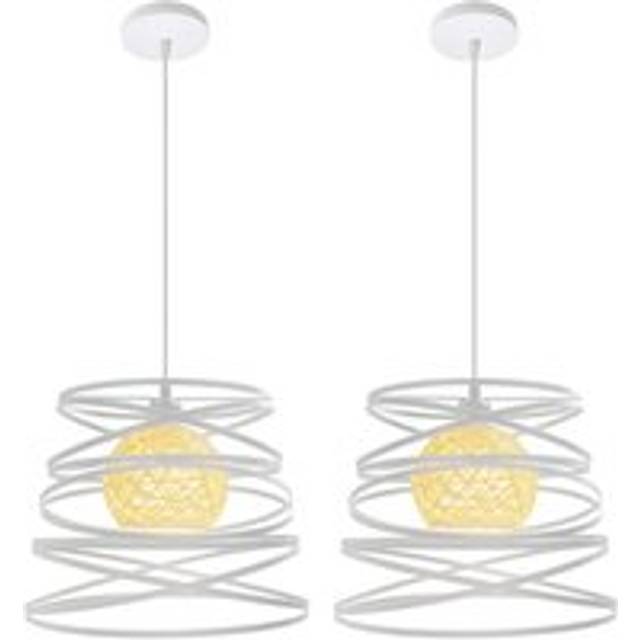 Norcks - 2X Vintage Pendant Lights Industrial Retro Ceiling Light Ø30CM Creative Spring Shape Indoor Pendant Light E27(White)